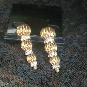 Elegant Gold and Silver Rhinestone Women's Romani Earrings JO+